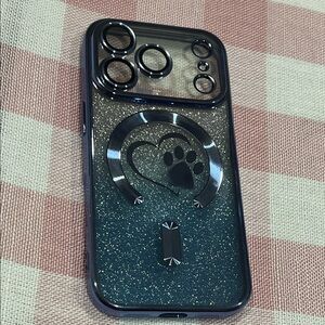 Iphone 17 pro Glitter Paw Print Phone Case  - Blue new